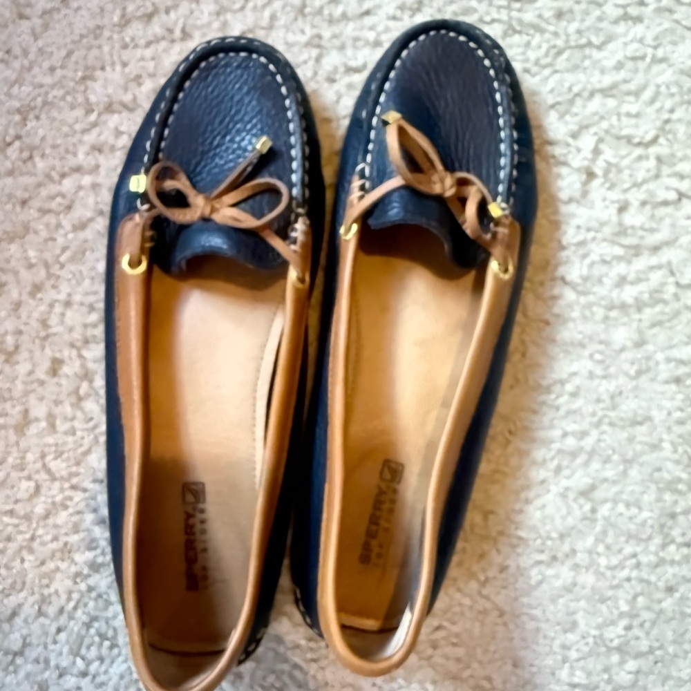 Sperry Women's Navy and Tan Moccasins